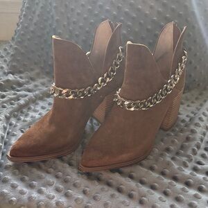 Sam Edelman Brown Ankle Boots with Chain Detail